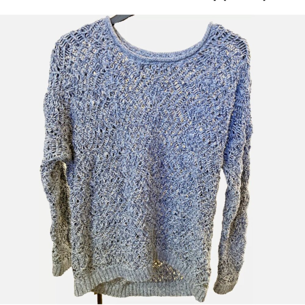 Eddie Bauer Open Knit Marled Sweater Blue Grey Large